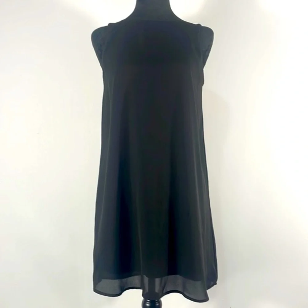 Miami Black Back Bow Dress, Small, Sheer with slip,mini, little black dress - Picture 1 of 10